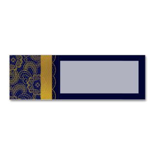 Navy Blue and Gold Lace Wedding Place Name Business Cards