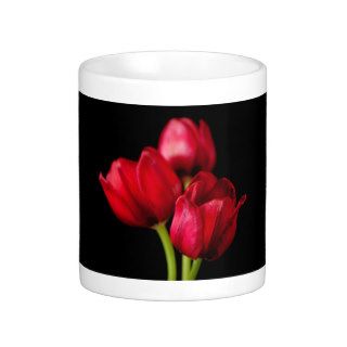 Blood Red Tulips on Black Background Customized Mug
