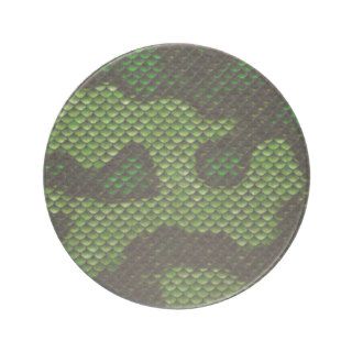Printed Fake Green Snake Skin Camo Style Design Coasters