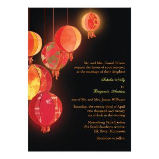 Chinese Red Lanterns Modern Formal Wedding Invites