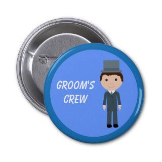 Cute Cartoon Character Groom's Crew Bachelor Party Pins
