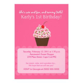Yummy Cupcake 5x7 Customized Birthday Invitation