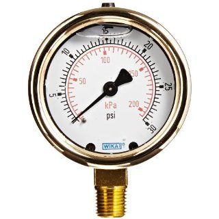 WIKA Industrial Pressure Gauge with Forged Brass Case and Copper Alloy Wetted Parts
