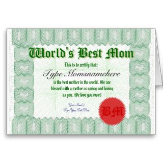 Make a World's Best Mom Certificate Award Card