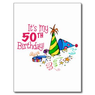 It's My 50th Birthday (Party Hats) Postcard
