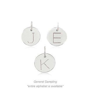 Initial Disk Charm and Pendant in Sterling Silver   Letter A Jewelry