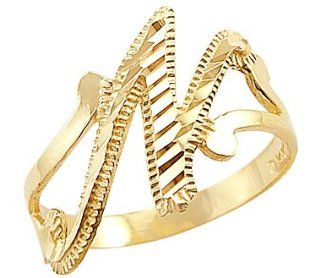 14k Yellow Gold Initial Letter Ring "N" Jewelry