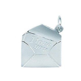 Sterling Silver Envelope with I Love You Letter Inside Charm Jewelry