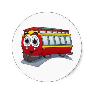 Red Trolley GT  Cartoon Round Stickers