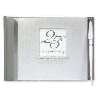 25th Wedding Anniversary Guest Book with Pen Jewelry