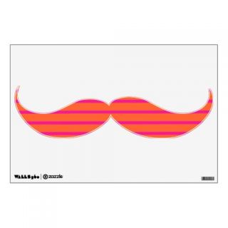 Pink and Orange Stripe Mustache Wall Decal