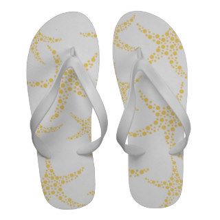 Starfish Pattern in Yellow and White. Flip Flops