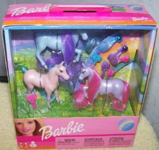 Mattel *Barbie 3 Mini Horses Blue, Purple & Pink Toys & Games