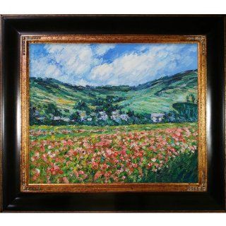 Art Claude Monet Poppy Field near Giverny 20 Inch by 24 Inch Framed Oil on Canvas   Oil Paintings