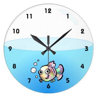 Cartoon Fish Bowl Clock with numbers