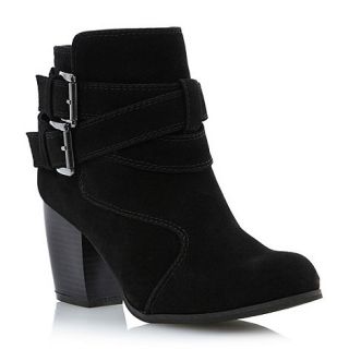 Head Over Heels by Dune Black poww buckled strap ankle boots