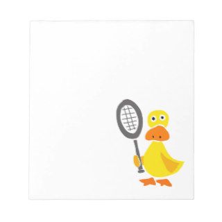 Funny Duck Playing Tennis Cartoon Notepad