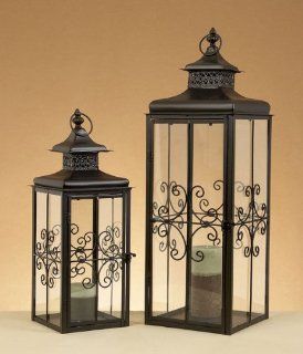 Deco 79 Metal Lantern, 29 by 22 Inch, Set of 2   Candle Holder Sets