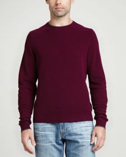 Mens Contrast Tipped Cashmere Pique Sweater, Burgundy   Burgundy (XX LARGE)