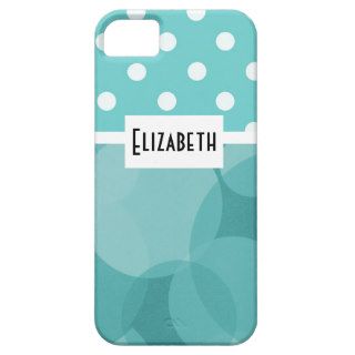 Teal Blue Circles and Polka Dots iPhone 5 Case