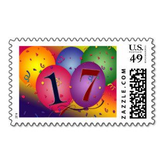 17 Years  Birthday Balloons Stamp