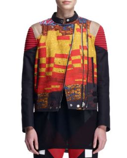Womens Mosaic Double Zip Moto Jacket   Givenchy   Gold red (42/8)