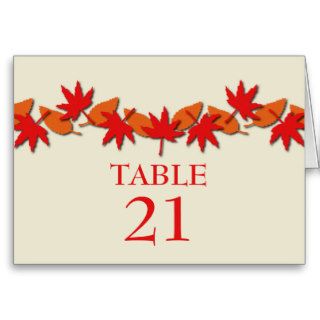Autumn Leaves Border Table Card, Red/Orange