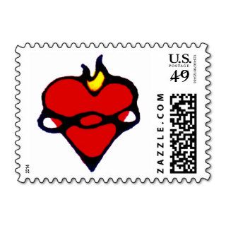 Classic Vintage Sacred Heart Tattoo Flash Postage Stamps