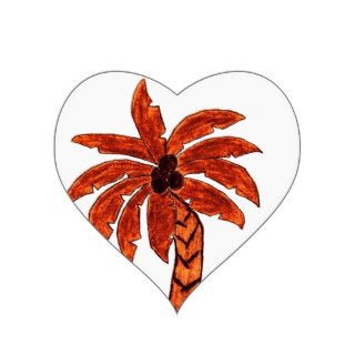 heart  orange palm tree  sticker