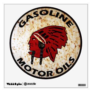 Red Indian Gasoline vintage sign rusted version Wall Decals