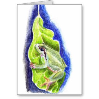 Tree Frog   watercolor pencil Greeting Card