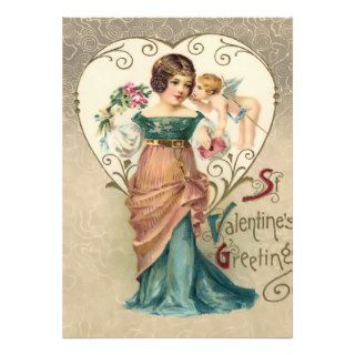 Vintage Valentine Greeting Flat Card