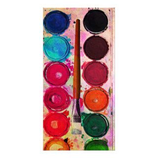Fine Art Paint Color Box & Funny Artist Brush Photo Cards