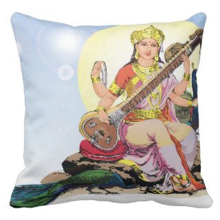Goddess Saraswati Throw Pillow