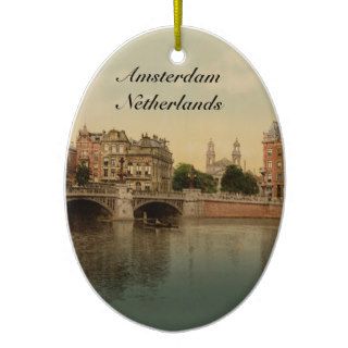 Blue Bridge and the Amstel River, Amsterdam Christmas Tree Ornaments
