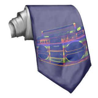 Colorful Striped Boombox Custom Tie