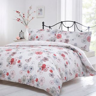 Multi Freya butterfly and floral print bedding set