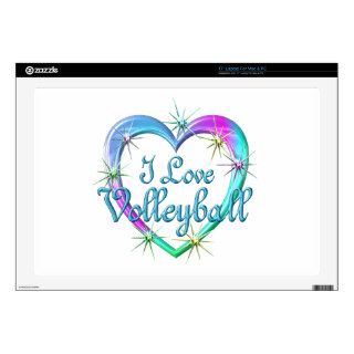 I Love Volleyball Decals For 17" Laptops