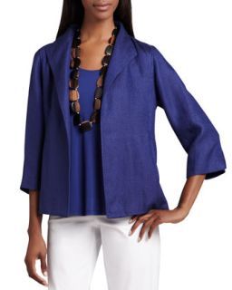 Linen Basketweave Jacket, Womens   Eileen Fisher   Persian blue (1X (14/16))