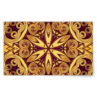 Gold and dark rose festive stained glass rectangular sticker