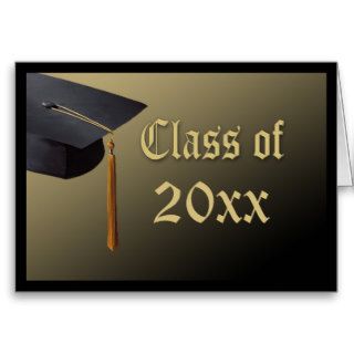 Graduation Thank You Card, Black and Gold Cap