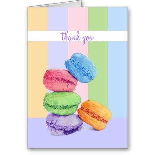 5 Macarons stripes Thank You Note Card