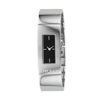 DKNY Ladies black rectangular dial with bangle strap watch