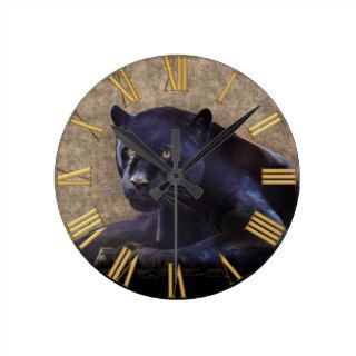 Black Jaguar Big Cat Animal Lover's Wall Clock