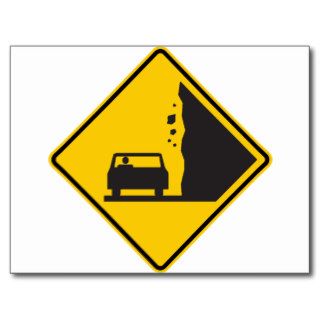 Falling Rock Zone Highway Sign Postcard