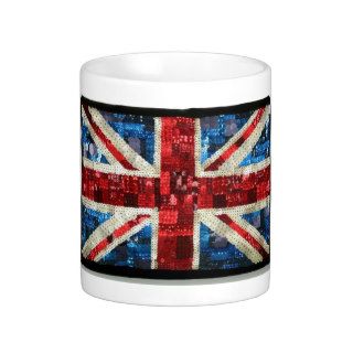 Union Jack UK English British sequin flag mug