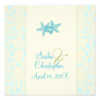 Starfish + damask Wedding Invitations