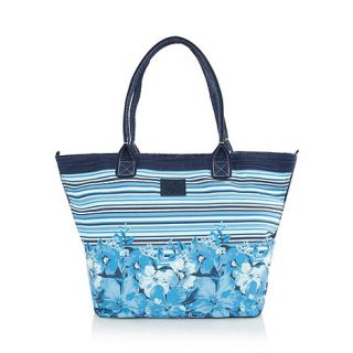 Mantaray Blue painted floral tote bag