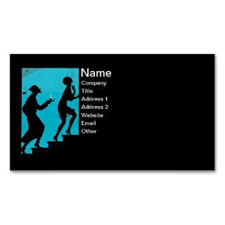 Vintage Silhouette Creepy Couple Stairs Business Card Template
