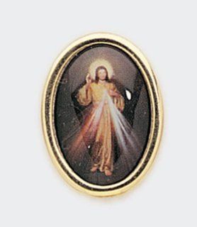 Gold Plated Religious Lapel Pin   Divine Mercy Brooches Jewelry